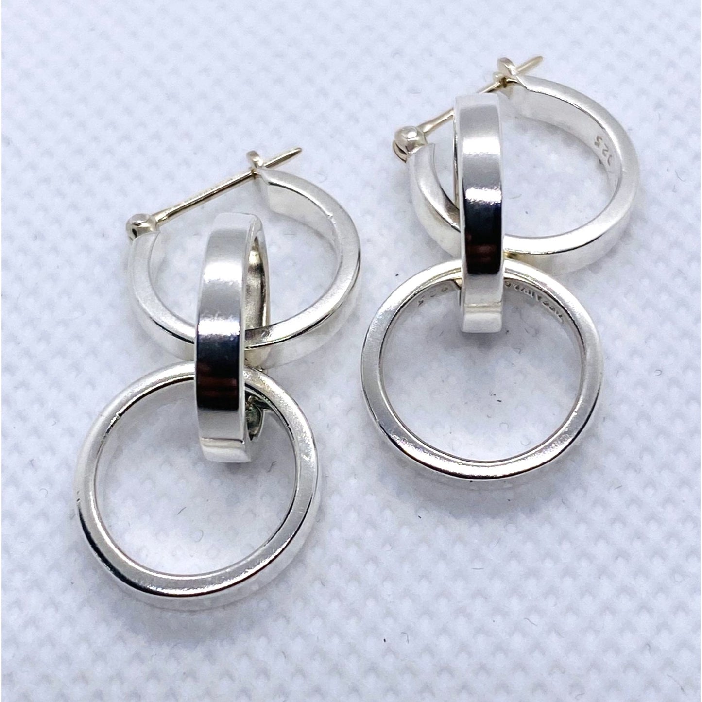 Tiffany & Co Paloma Picasso Tripe Circle Drop Earrings Sterling Silver 925
