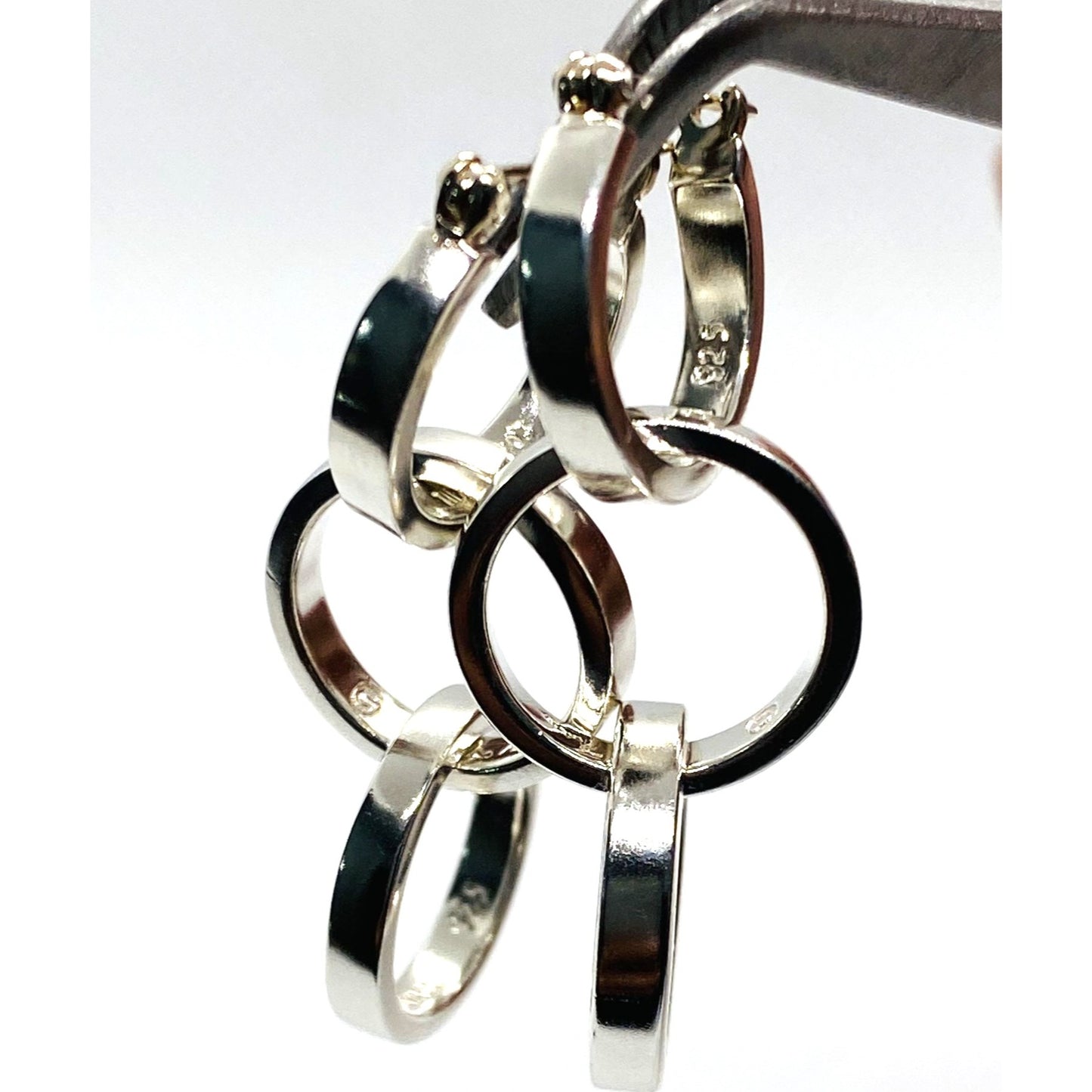 Tiffany & Co Paloma Picasso Tripe Circle Drop Earrings Sterling Silver 925
