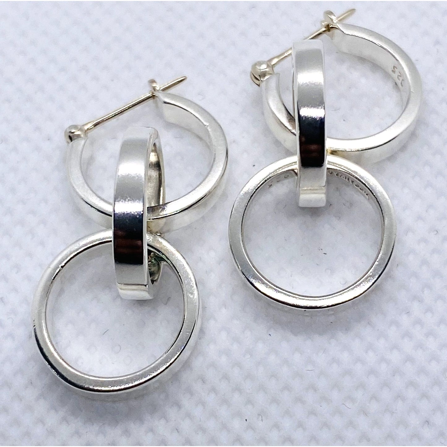 Tiffany & Co Paloma Picasso Tripe Circle Drop Earrings Sterling Silver 925