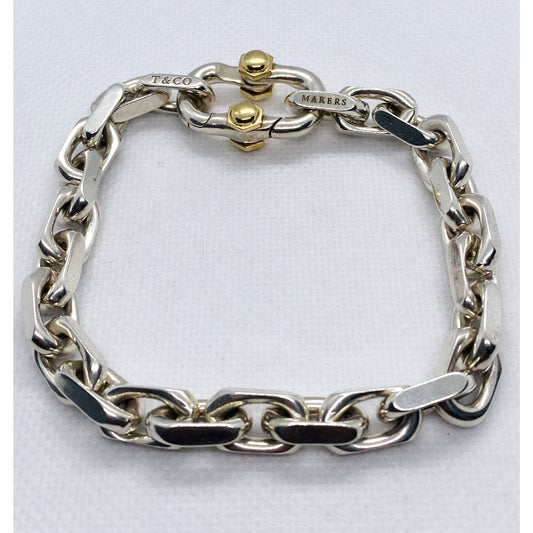 Tiffany & Co Makers Sterling Silver 925 18K 750 Bracelet 8.7"