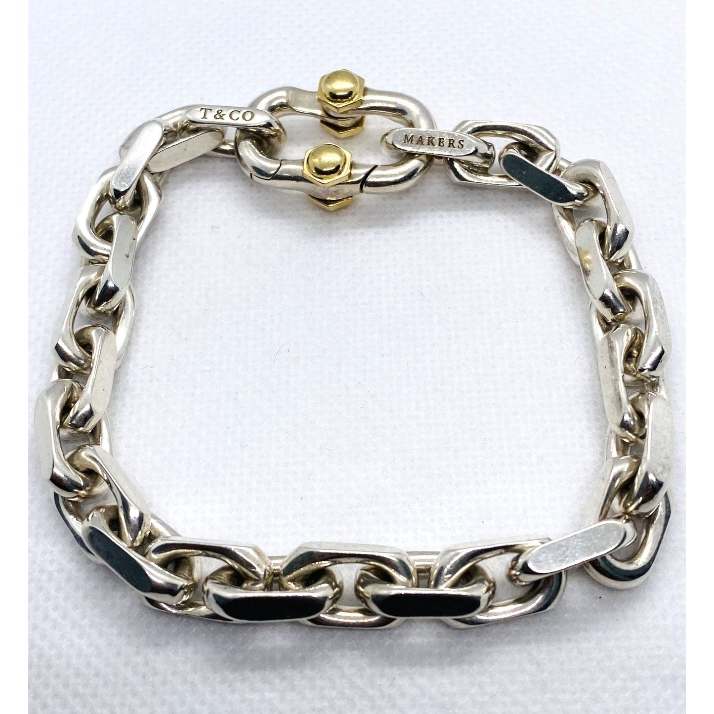 Tiffany & Co Makers Sterling Silver 925 18K 750 Bracelet 8.7"