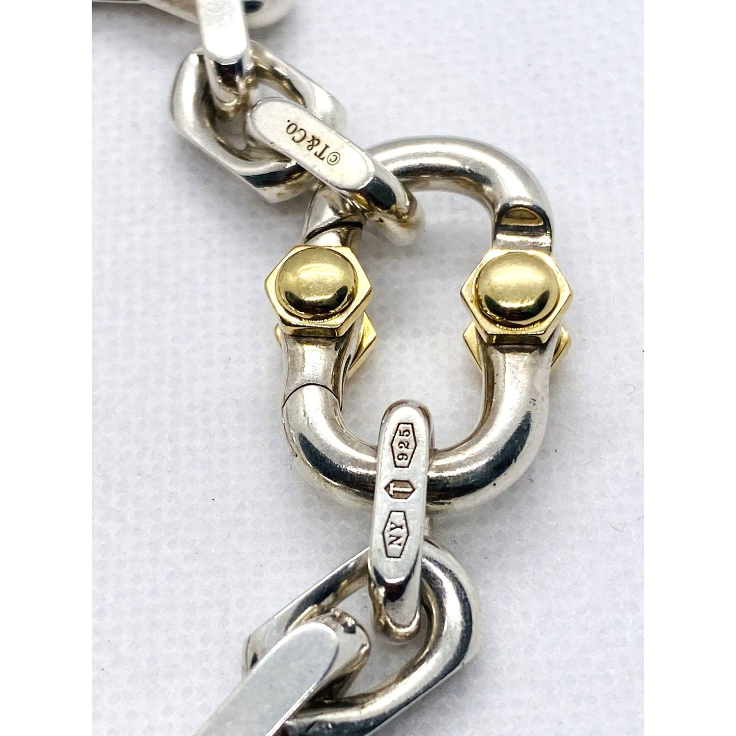 Tiffany & Co Makers Sterling Silver 925 18K 750 Bracelet 8.7"