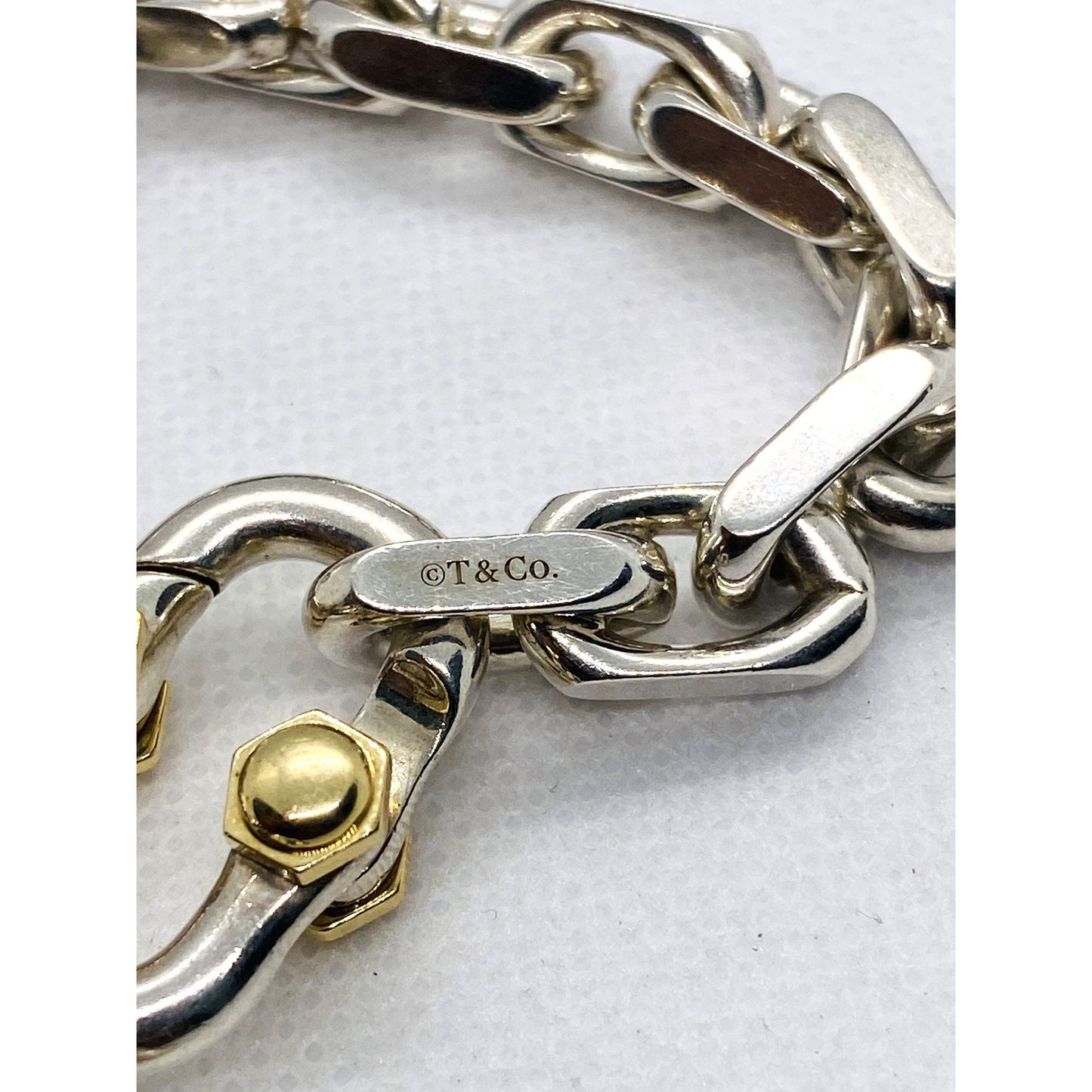 Tiffany & Co Makers Sterling Silver 925 18K 750 Bracelet 8.7"