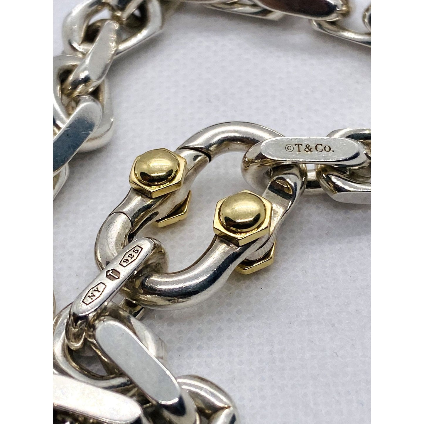 Tiffany & Co Makers Sterling Silver 925 18K 750 Bracelet 8.7"