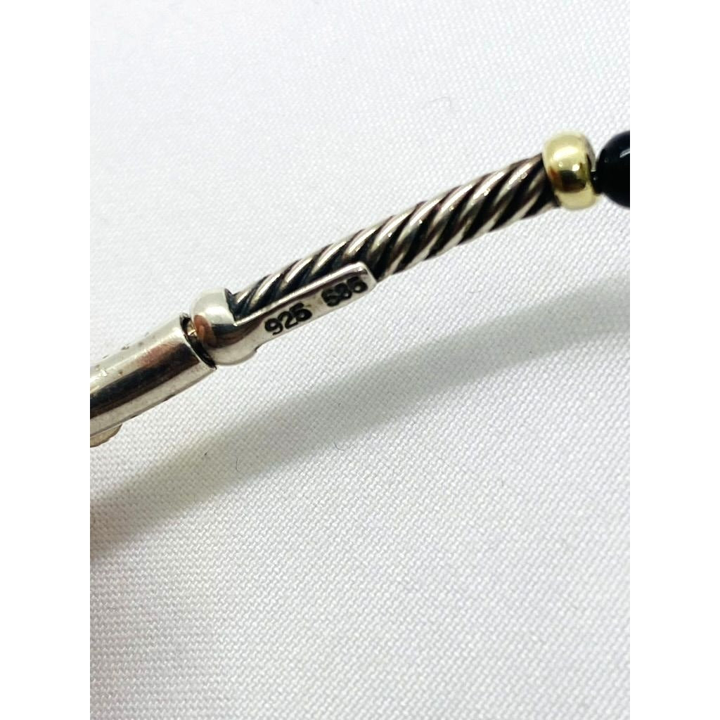 David Yurman Hampton 14K Gold Black Onyx Sterling Silver Choker Necklace 15"