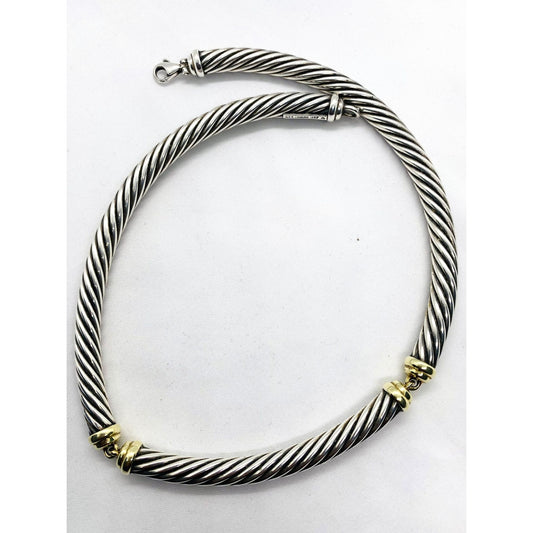 David Yurman Station Cable Chocker 14.5" Sterling Silver 925 7.2mm Cable